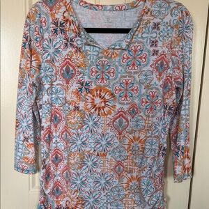 Talbots Multicolor Floral Long Sleeve Top
